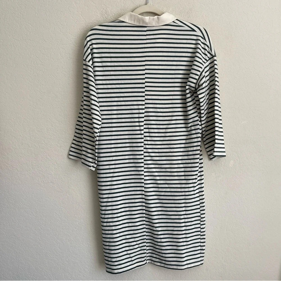 Tuckernuck Ashton Dress Green Ivory Stripe Polo V Neck - Picture 4 of 4